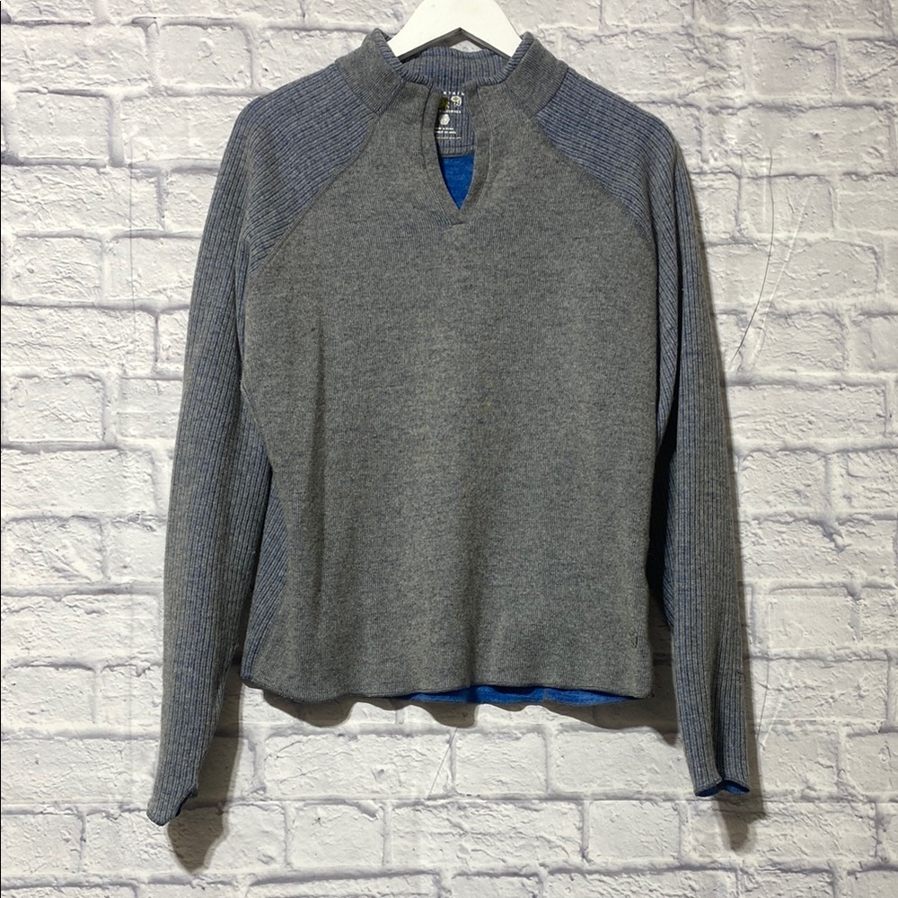 Mountain Hardwear Gray and Blue Cowl Neck Sweater
